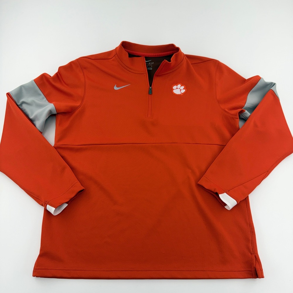 Nike Clemson Tigers Men Orange Dri-FIT Quarter Zip Pullover Size M New W/O Tags